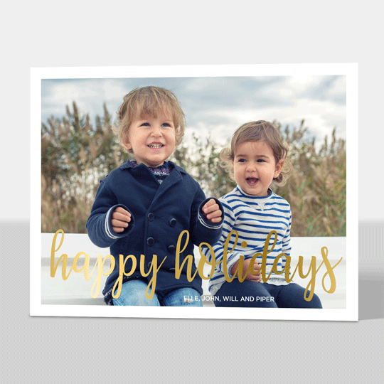 Happy Holidays Foil Flat Photo Cards